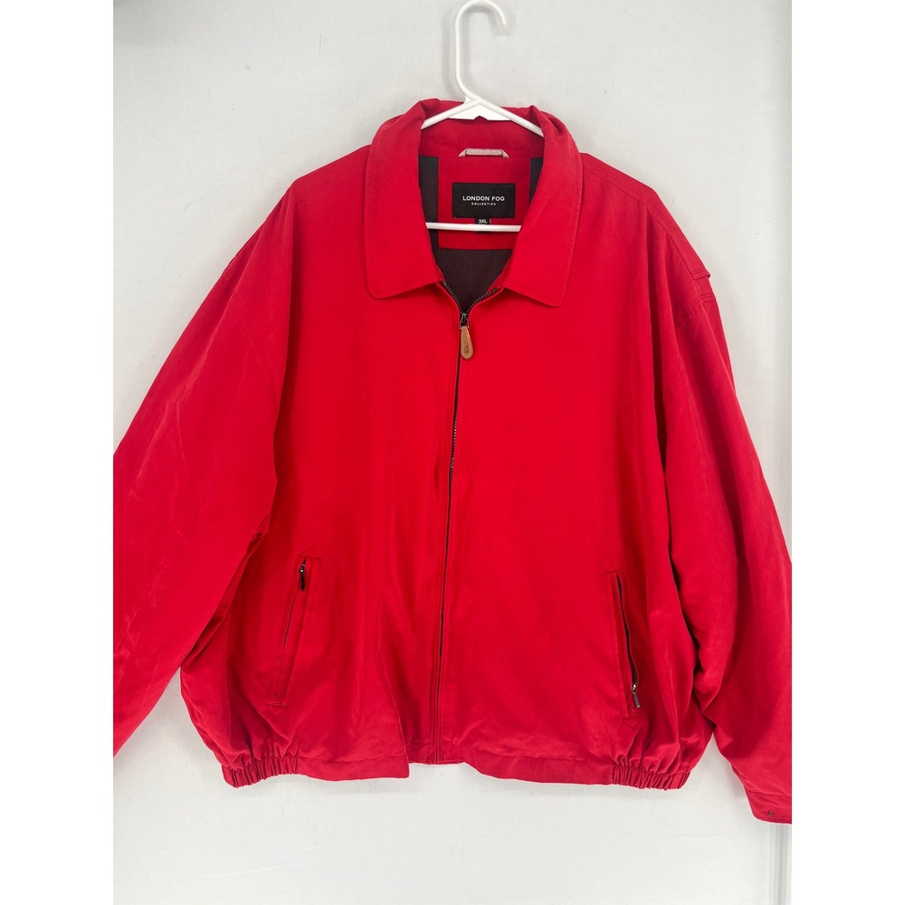 London Fog Collection Jacket Mens 3XL Full Zip Vented Back Mesh Lined Red